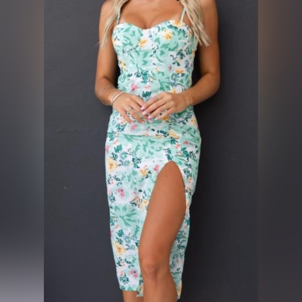 Green floral dress